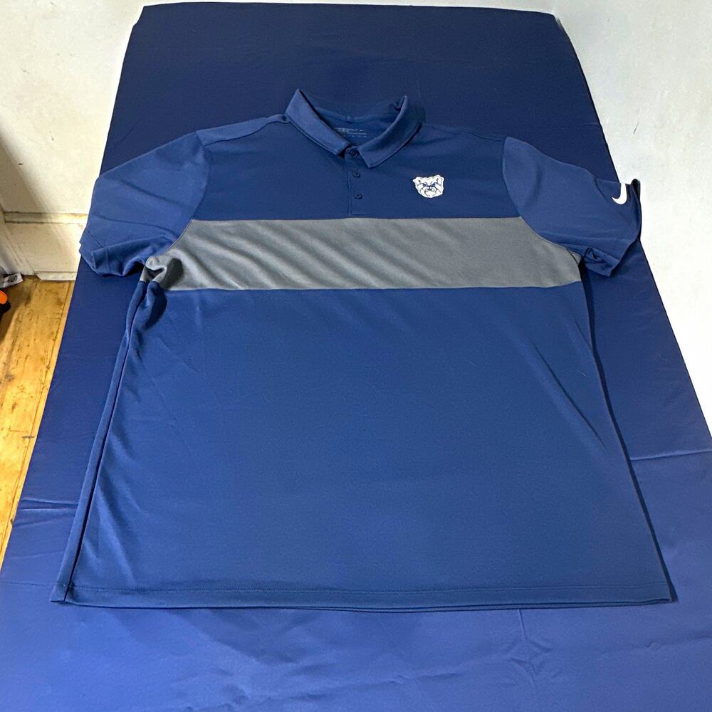 Nike Golf Dri-FIT Standard Fit Colorblock Embroidered Logo Polo XXL Blue/Gray